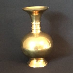 Vintage bright brass footed flower vase
